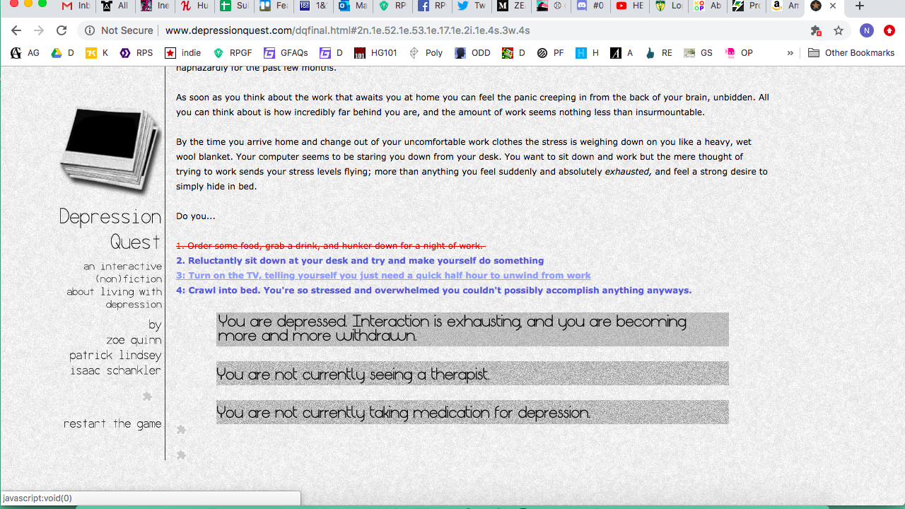 Depression Quest Screen Shot