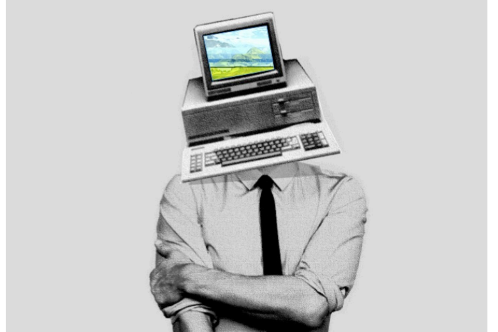 Computer Head on Human Body